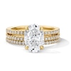 Thumbnail Image 1 of 3 CT. T.W. Oval Certified Lab-Grown Diamond Bridal Set in 14K Gold (F/VS2)