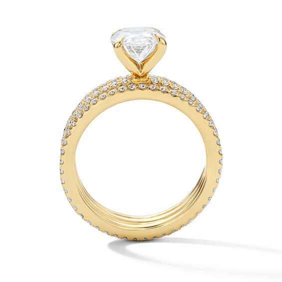 3 CT. T.w. Oval Certified Lab-Grown Diamond Bridal Set in 14K Gold (F/Vs2)