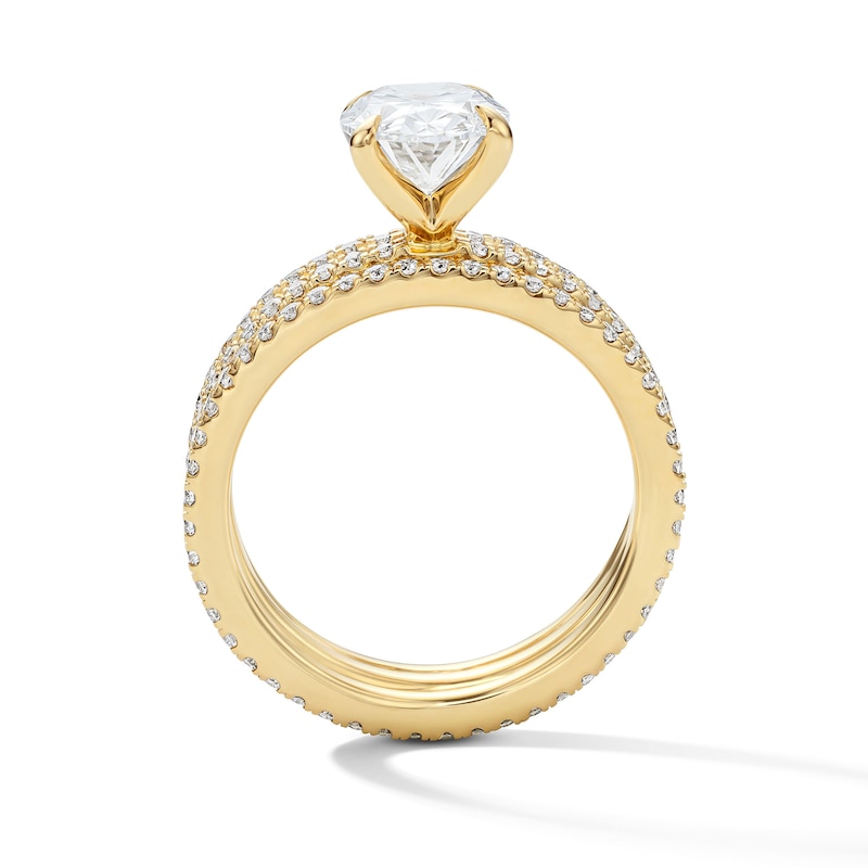 Main Image 3 of 3 CT. T.W. Oval Certified Lab-Grown Diamond Bridal Set in 14K Gold (F/VS2)