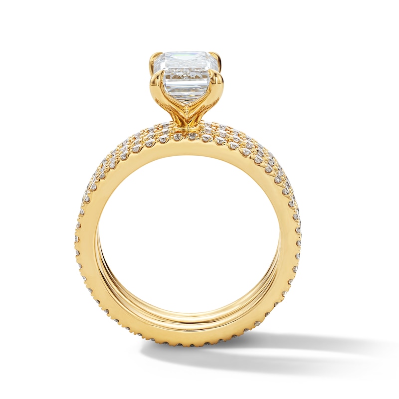 Main Image 3 of 3 CT. T.W. Emerald-Cut Certified Lab-Grown Diamond Bridal Set in 14K Gold (F/VS2)