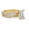 Thumbnail Image 4 of 3 CT. T.W. Emerald-Cut Certified Lab-Grown Diamond Bridal Set in 14K Gold (F/VS2)