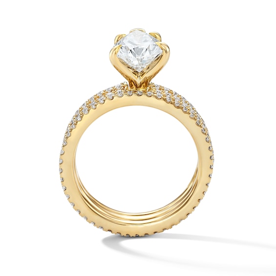 3 CT. T.w. Pear-Shaped Certified Lab-Grown Diamond Bridal Set in 14K Gold (F/Vs2)