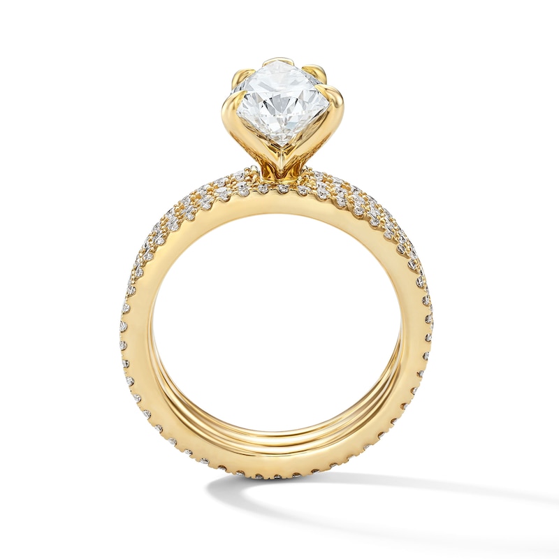 Main Image 3 of 3 CT. T.W. Pear-Shaped Certified Lab-Grown Diamond Bridal Set in 14K Gold (F/VS2)