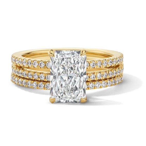 3 CT. T.w. Radiant-Cut Certified Lab-Grown Diamond Bridal Set in 14K Gold (F/Vs2)