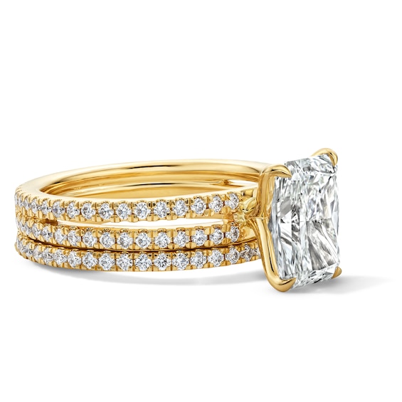 3 CT. T.w. Radiant-Cut Certified Lab-Grown Diamond Bridal Set in 14K Gold (F/Vs2)
