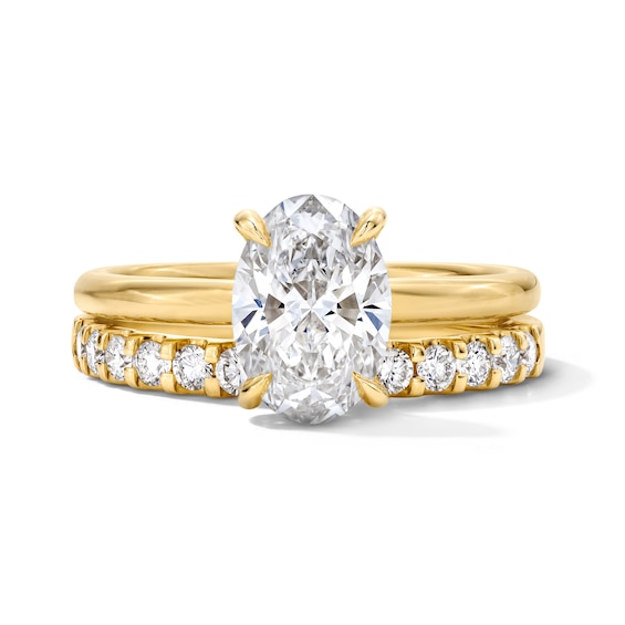 2 CT. T.w. Oval Certified Lab-Grown Diamond Bridal Set in 14K Yellow Gold (F/Vs2)