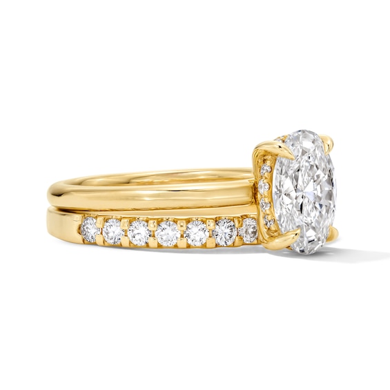2 CT. T.w. Oval Certified Lab-Grown Diamond Bridal Set in 14K Yellow Gold (F/Vs2)