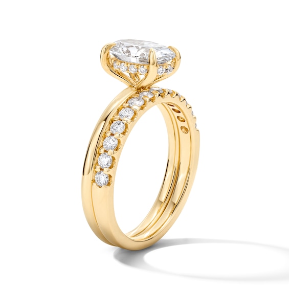 2 CT. T.w. Oval Certified Lab-Grown Diamond Bridal Set in 14K Yellow Gold (F/Vs2)