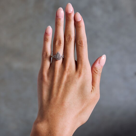 1/2 CT. T.w. Multi-Diamond Pear-Shaped Frame Split Shank Engagement Ring in 10K Gold