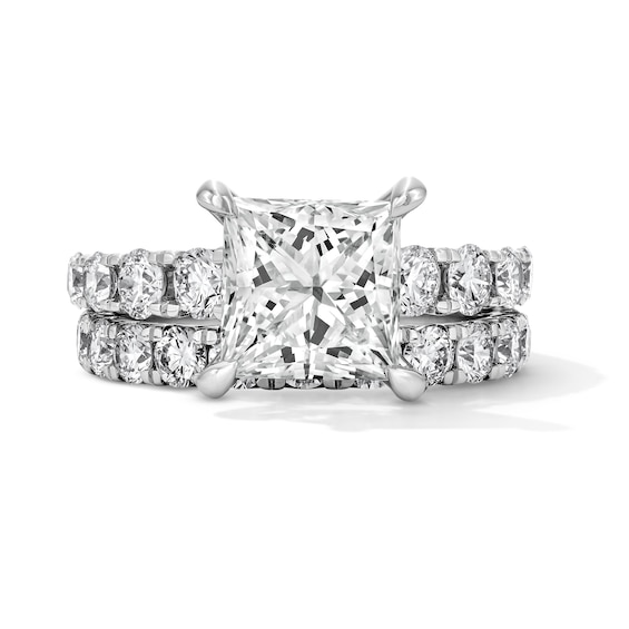 5 CT. T.w. Princess-Cut Certified Lab-Grown Diamond Bridal Set in 14K White Gold (F/Vs2)