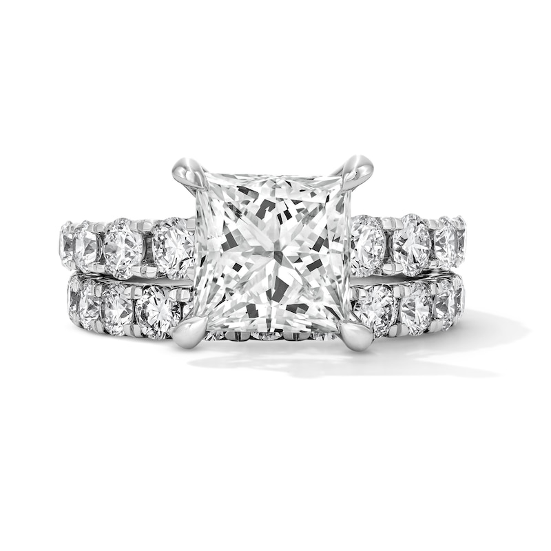 Main Image 1 of 5 CT. T.W. Princess-Cut Certified Lab-Grown Diamond Bridal Set in 14K White Gold (F/VS2)