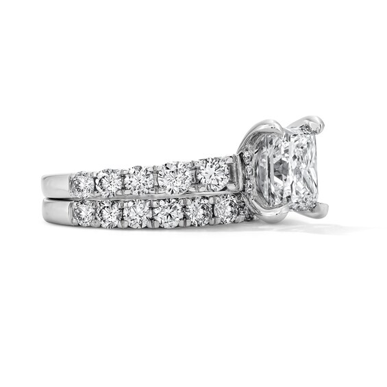 5 CT. T.w. Princess-Cut Certified Lab-Grown Diamond Bridal Set in 14K White Gold (F/Vs2)