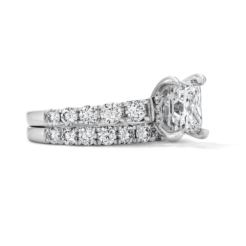 Main Image 3 of 5 CT. T.W. Princess-Cut Certified Lab-Grown Diamond Bridal Set in 14K White Gold (F/VS2)