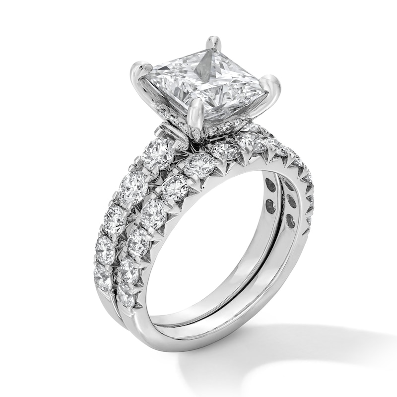 Main Image 4 of 5 CT. T.W. Princess-Cut Certified Lab-Grown Diamond Bridal Set in 14K White Gold (F/VS2)