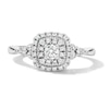 Thumbnail Image 1 of 1/2 CT. T.W. Lab-Grown Diamond Cushion Frame Engagement Ring in 10K White Gold (F/S12)