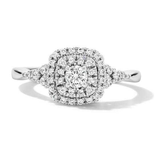 1/2 CT. T.w. Lab-Grown Diamond Cushion Frame Engagement Ring in 10K White Gold (F/S12)