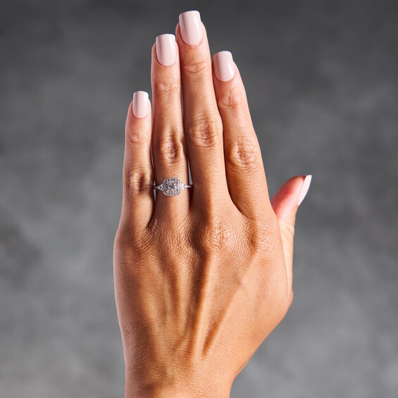 1/2 CT. T.w. Lab-Grown Diamond Cushion Frame Engagement Ring in 10K White Gold (F/S12)