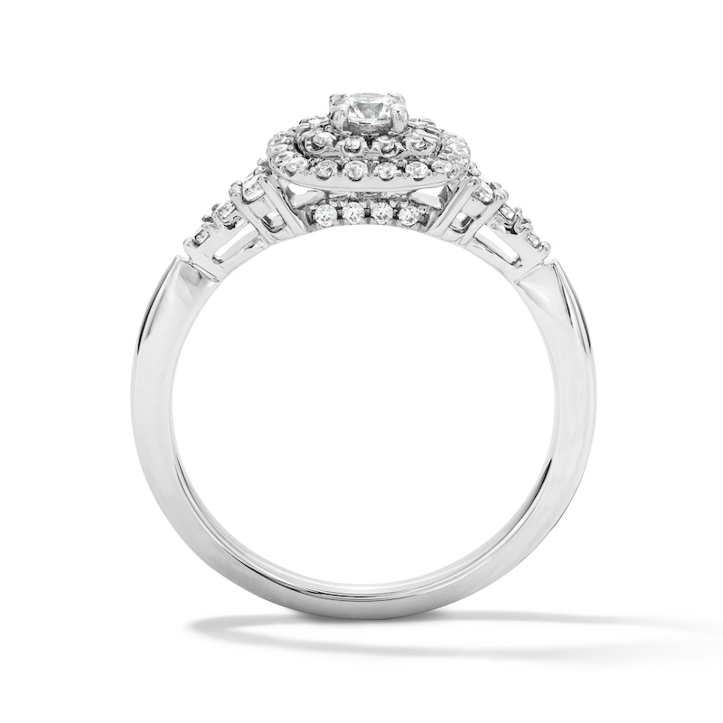 Main Image 3 of 1/2 CT. T.W. Lab-Grown Diamond Cushion Frame Engagement Ring in 10K White Gold (F/S12)