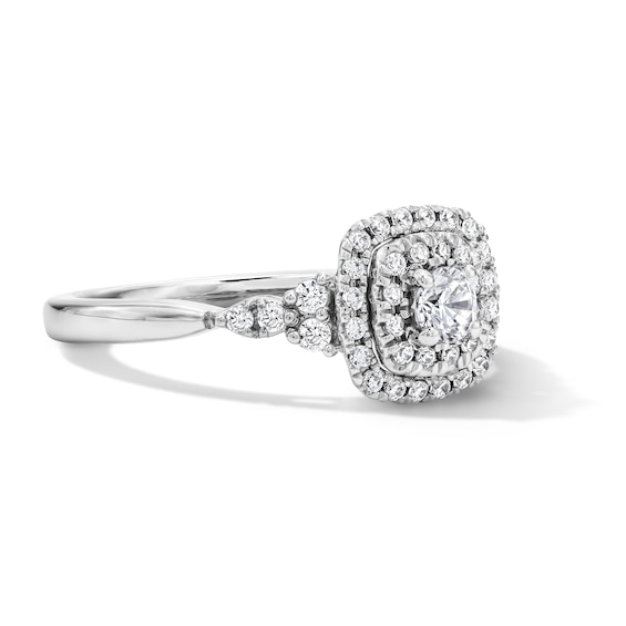 1/2 CT. T.w. Lab-Grown Diamond Cushion Frame Engagement Ring in 10K White Gold (F/S12)
