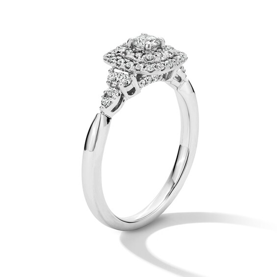 1/2 CT. T.w. Lab-Grown Diamond Cushion Frame Engagement Ring in 10K White Gold (F/S12)