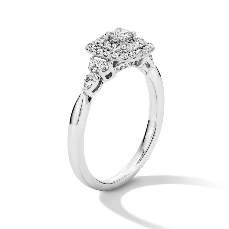 Main Image 5 of 1/2 CT. T.W. Lab-Grown Diamond Cushion Frame Engagement Ring in 10K White Gold (F/S12)