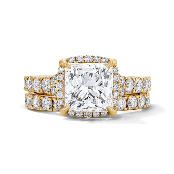 4-1/2 CT. T.w. Princess-Cut Certified Lab-Grown Diamond Frame Bridal Set in 14K Gold (F/Vs2)