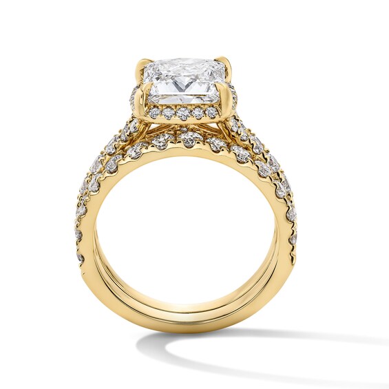 4-1/2 CT. T.w. Princess-Cut Certified Lab-Grown Diamond Frame Bridal Set in 14K Gold (F/Vs2)