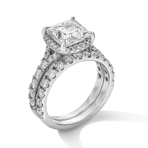 4-1/2 CT. T.w. Princess-Cut Certified Lab-Grown Diamond Frame Bridal Set in 14K White Gold (F/Vs2)