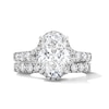 Thumbnail Image 1 of 4-1/2 CT. T.W. Oval Certified Lab-Grown Diamond Frame Bridal Set in 14K White Gold (F/VS2)