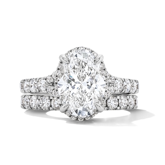 4-1/2 CT. T.w. Oval Certified Lab-Grown Diamond Frame Bridal Set in 14K White Gold (F/Vs2)
