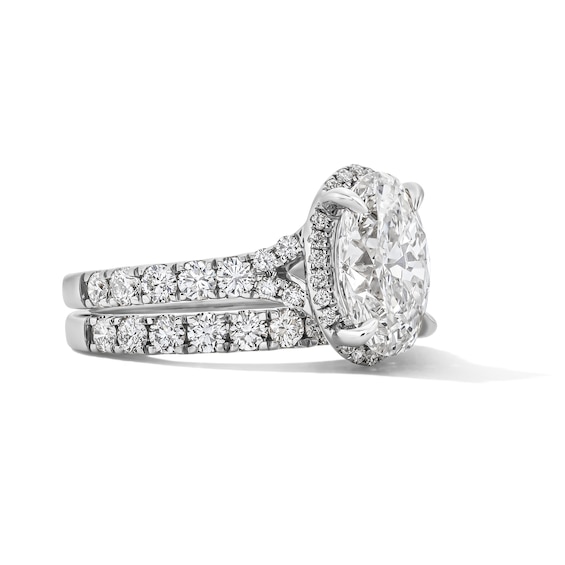 4-1/2 CT. T.w. Oval Certified Lab-Grown Diamond Frame Bridal Set in 14K White Gold (F/Vs2)