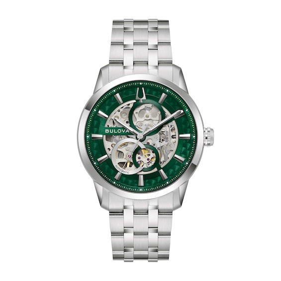 Menâs Bulova Dress Classic Sutton Automatic Watch with Green Dial (Model: 96A329)