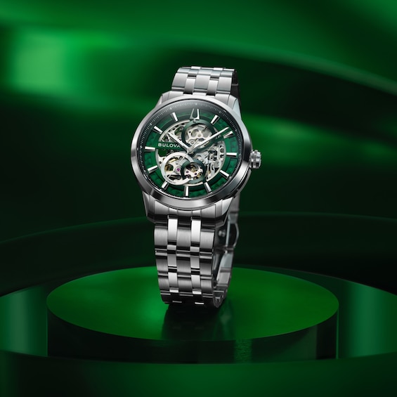 Menâs Bulova Dress Classic Sutton Automatic Watch with Green Dial (Model: 96A329)