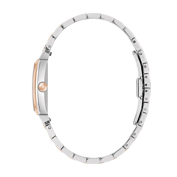 Ladies’ Bulova Two-Tone IP Stainless Steel Analog Watch with White Dial (Model: 98L328)