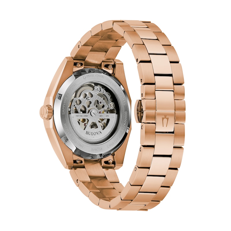 Main Image 3 of Men’s Bulova Rose-Tone IP Automatic Watch with Purple Dial (Model: 97B234)