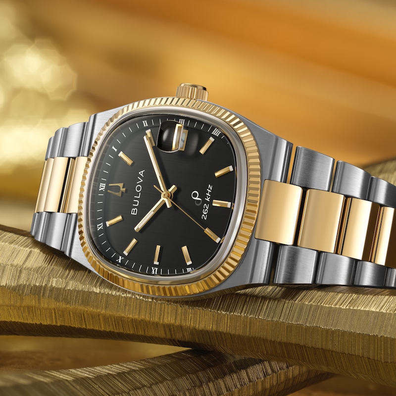 Main Image 5 of Men’s Bulova Super Seville Two-Tone Analog Watch with Black Cushion Dial (Model: 98B458)