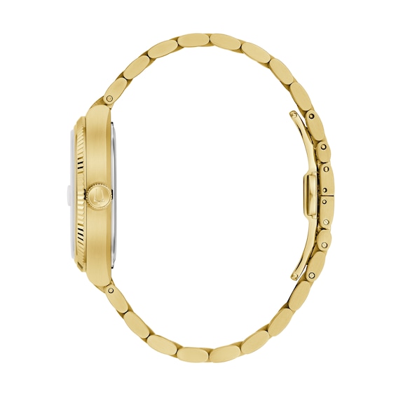 Menâs Bulova Gold-Tone IP Analog Watch with Green Dial (Model: 97B237)