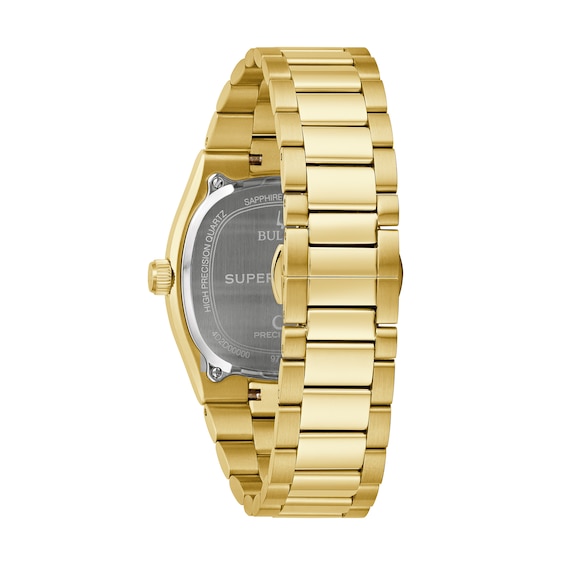 Menâs Bulova Gold-Tone IP Analog Watch with Green Dial (Model: 97B237)