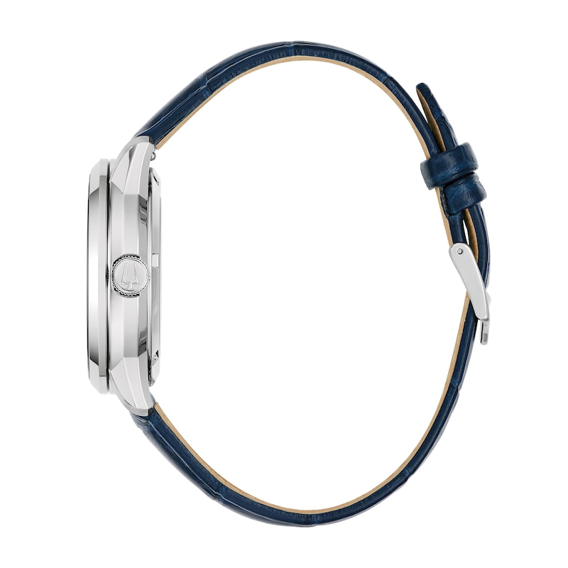 Main Image 2 of Men’s Bulova Dress Classic Sutton Automatic Watch with Silver-Tone Dial and Blue Leather Strap (Model: 96A330)