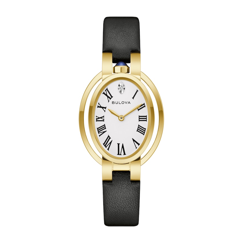Main Image 1 of Ladies’ Bulova Rubaiyat Gold-Tone IP Analog Watch with White Dial and Diamond Accent (Model: 97P180)