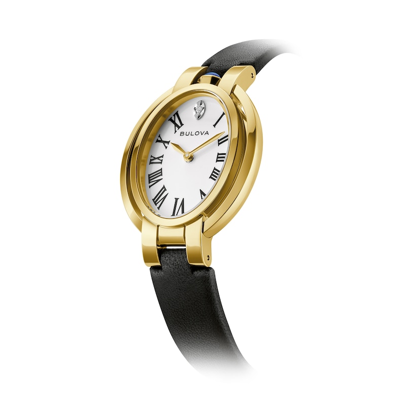 Main Image 2 of Ladies’ Bulova Rubaiyat Gold-Tone IP Analog Watch with White Dial and Diamond Accent (Model: 97P180)