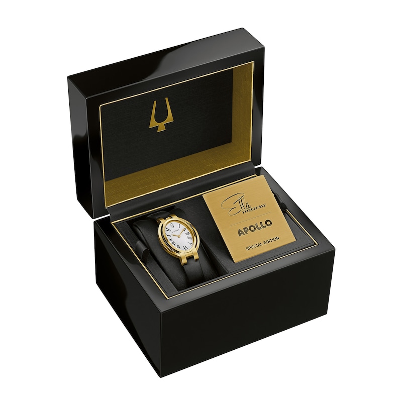 Main Image 7 of Ladies’ Bulova Rubaiyat Gold-Tone IP Analog Watch with White Dial and Diamond Accent (Model: 97P180)