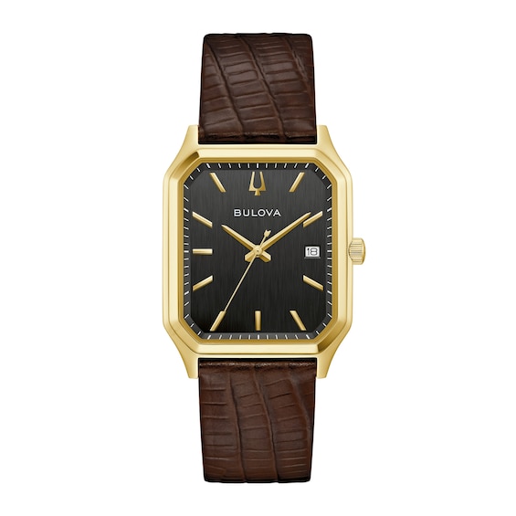 Menâs Bulova Classic Tony Bennett Gold-Tone IP Analog Watch with Black Dial (Model: 97B235)