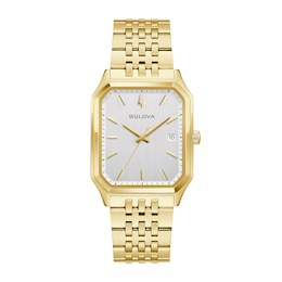 Men’s Bulova Classic Tony Bennett Gold-Tone IP Analog Watch with Silver-Tone Dial (Model: 97B236)