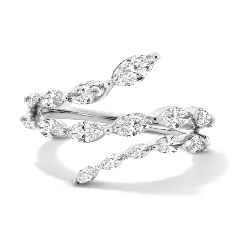 Main Image 1 of 1 CT. T.W. Marquise-Cut Certified Lab-Grown Diamond Wraparound Bypass Ring in 10K White Gold (F/VS2)