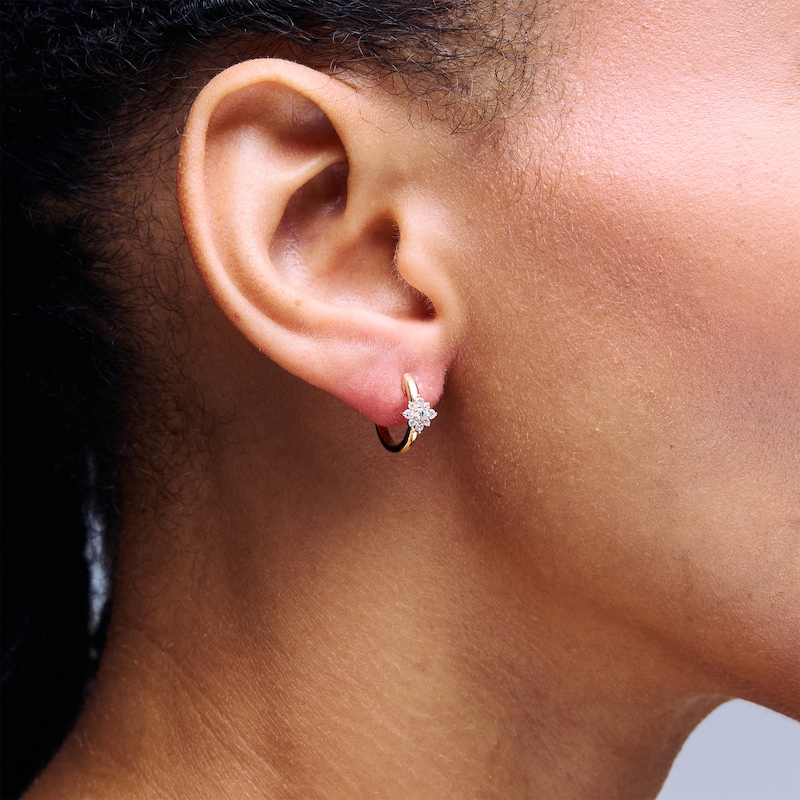 Main Image 2 of 1/4 CT. T.W. Certified Lab-Grown Diamond Starburst Hoop Earrings in 10K Gold (F/VS2)