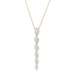 1 CT. T.W. Marquise-Cut Certified Lab-Grown Diamond Tapered Drop Necklace in 10K Gold (F/VS2)