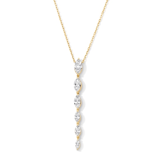 1 CT. T.w. Marquise-Cut Lab-Grown Diamond Tapered Drop Necklace in 10K Gold (F/Vs2)