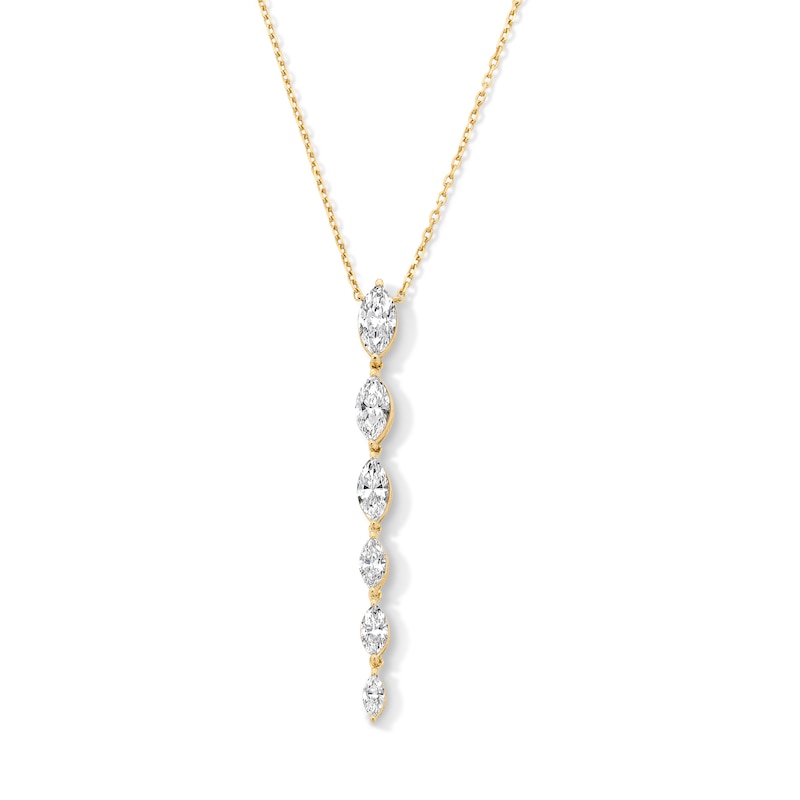 Main Image 1 of 1 CT. T.W. Marquise-Cut Certified Lab-Grown Diamond Tapered Drop Necklace in 10K Gold (F/VS2)