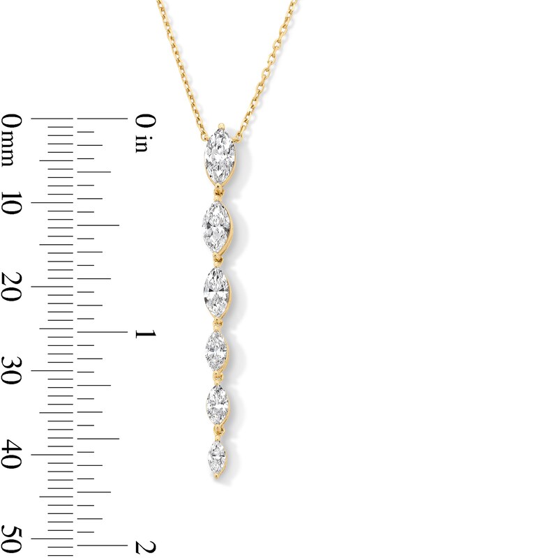 Main Image 4 of 1 CT. T.W. Marquise-Cut Certified Lab-Grown Diamond Tapered Drop Necklace in 10K Gold (F/VS2)